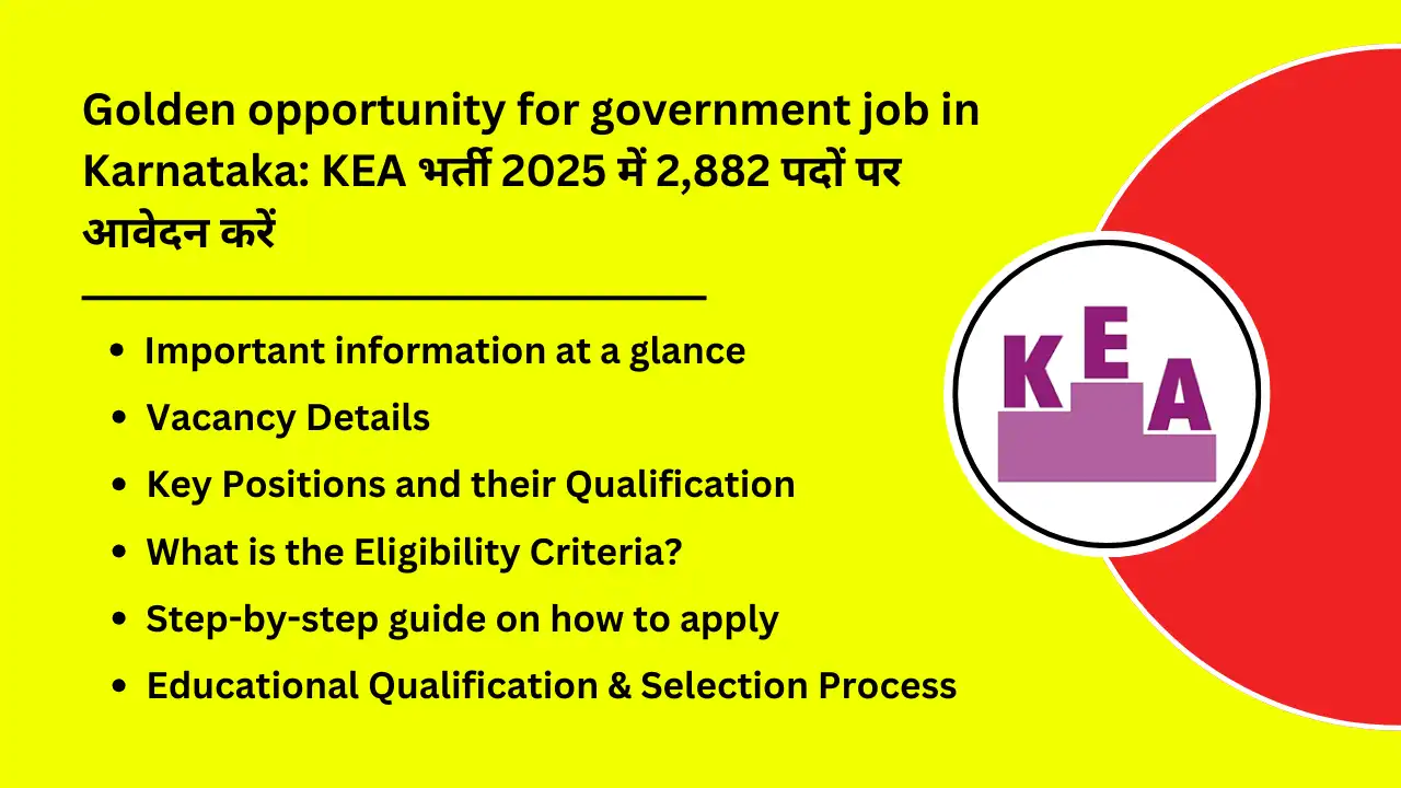 Golden opportunity for government job in Karnataka Apply for 2882 posts in KEA Recruitment 2025