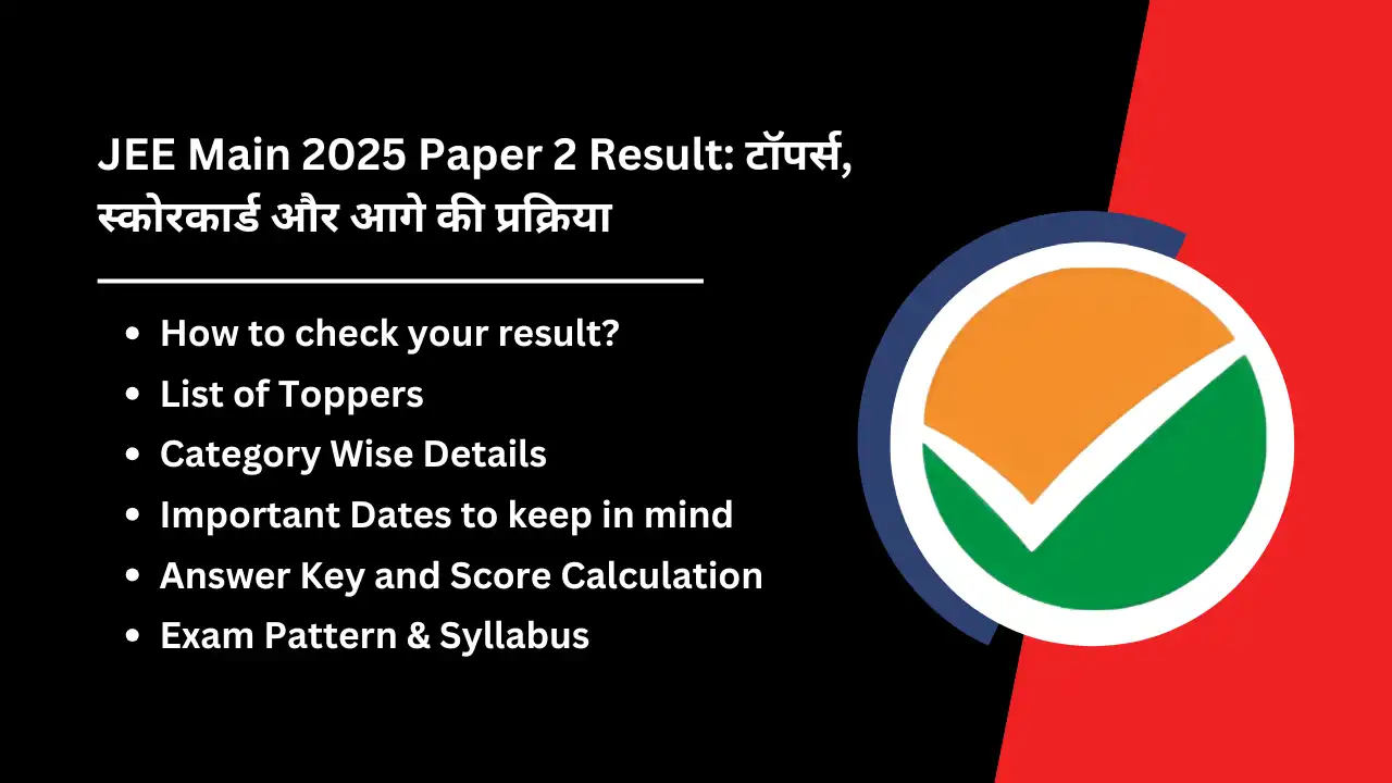 JEE Main 2025 Paper 2 Result Toppers Scorecard and Further Process