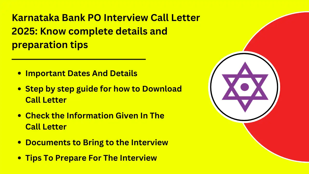 Karnataka Bank PO Interview Call Letter 2025 Know complete details and preparation tips