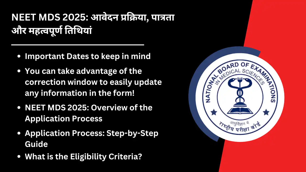 NEET MDS 2025 Application Process Eligibility and Important Dates