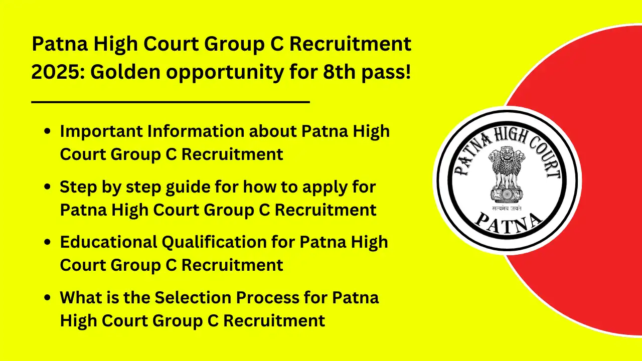 Patna High Court Group C Recruitment 2025 Golden opportunity for 8th pass