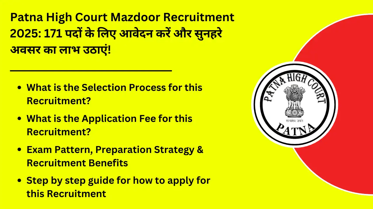 Patna High Court Mazdoor Recruitment 2025 Apply for 171 posts and grab the golden opportunity