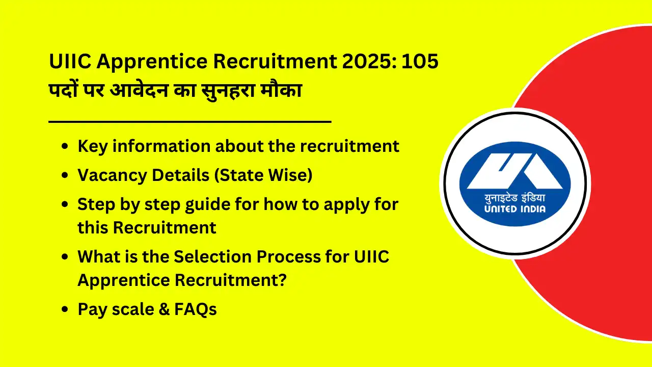 UIIC Apprentice Recruitment 2025 Golden opportunity to apply for 105 posts